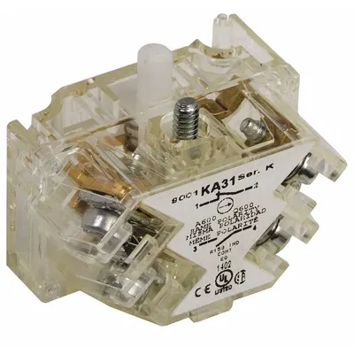 SCHNEIDER Contact Block: 30 mm Panel Mounting Size, SPDT, Momentary - Contact Blocks