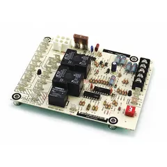 This blower control board manages blower motor operation in HVAC systems, regulating fan speed, timing, and sequencing for proper airflow. It is used as a replacement component in YORK heating and cooling equipment.