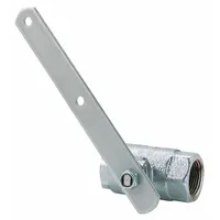 Chrome-plated brass on/off valve with lever for use with Haws emergency showers. Includes handle and NPT connections. Compatible with Haws series