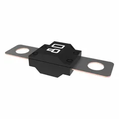Two-hole bolt-on time-delay fuse rated 80 A at 32 V DC. Designed for overcurrent protection in DC electrical systems, such as automotive, marine, and industrial battery-powered circuits. The time-delay characteristic accommodates inrush currents.
