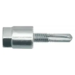 Steel screw-type rod hanger for vertical mounting of steel rods. Overall length 2 3/4 in, screw size 1/4 in. Supplied in a 25-pack. Suitable for industrial and commercial applications where steel rod support is required.