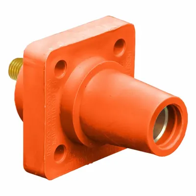 LEVITON Single Pole Receptacle: Orange, Straight Taper Nose Mating, Threaded Stud Termination - Receptacles with Threaded Stud Terminations