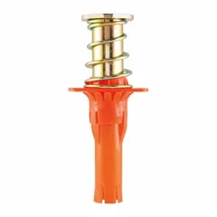 Carbon steel wet-set anchor designed for embedding in wet concrete to provide a threaded 5/8"-11 connection point. Used for securing structural elements, equipment, railings, or machinery in concrete decking and industrial construction. Orange finish. Supplied in a 50-pack.