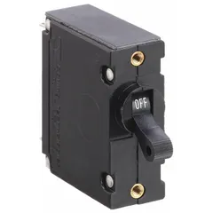 Panel Mount Circuit Breaker: 50 A Amps, 125V AC, 65V DC, Threaded Insert, 2.69 in Dp, #10-32 Screw (MPN AA1-B0-34-650 -5D1-I). Key specifications — Terminal Connection: #10-32 Screw; AC Voltage Rating: 125V AC; DC Voltage Rating: 65V DC; Mounting Type: Threaded Insert.