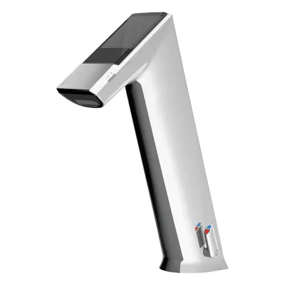 SLOAN Bathroom Sensor Faucet: BASYS, Cast Zinc, Chrome Finish, Single-Post, Solar - Single-Post Sensor Bathroom Faucets