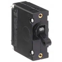 Panel Mount Circuit Breaker: 15 A Amps, 250/277V AC, 80V DC, Threaded Insert, 2.03 in Dp (MPN AA1-B0-34-615 -5D1-C). Key specifications — Terminal Connection: #10-32 Screw; AC Voltage Rating: 250/277V AC; DC Voltage Rating: 80V DC; Mounting Type: Threaded Insert.
