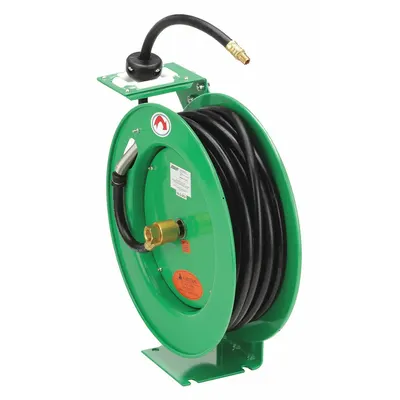 SPEEDAIRE Spring Return Hose Reel: 50 ft (3/8 in I.D.), 3/8 in MNPT x 1/4 in MNPT - Standard Air or Water Spring-Return Hose Reels