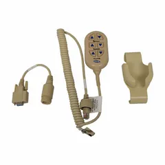 This plastic pendant in beige is designed for use with Invacare healthcare beds. It serves as a replacement or accessory for the BE1180/76 control system, allowing users to adjust bed functions such as head and foot positioning.