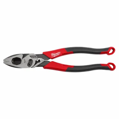 MILWAUKEE Comfort Grip Plier: Flat, 9 in Overall Lg, 1 7/8 in Jaw Lg, 1 1/4 in Jaw Wd - Multipurpose Lineman's Pliers