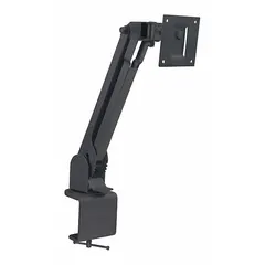 This fixed television mount accommodates screens from 10 to 23 inches with a maximum weight of 25 lb. Constructed from steel with a black powder-coated finish, it provides 360° swivel capability for flexible viewing angles. Designed for surface mounting, the mount includes all necessary hardware for installation.