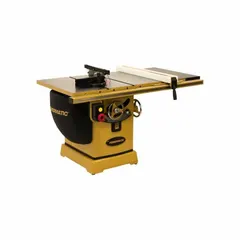 Standard cabinet table saw with a 10-inch blade diameter, operating at 230 V AC and 6.5 A. Maximum blade speed is 3,450 RPM. Designed for precision ripping, crosscutting, and mitering in woodworking applications.