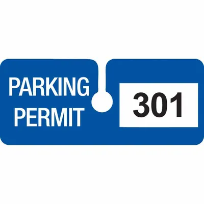 BRADY Parking Permit: Parking Permit, 4 3/4 in Overall Wd, Vinyl, Blue, 2 in Card Ht - Parking Hangers