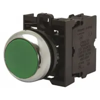 EATON Illuminated Push Button: Illuminated, Flush Profile, Non-Metallic, 22 mm, 1NO (MPN M22-DRL-G-K10-G)