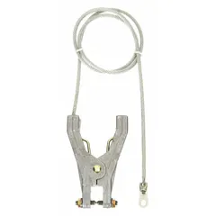 Terminated bonding and grounding wire with a 10 ft length, carbon steel conductor, and clear PVC jacket. Features a hand clamp connector with a 3/4 in opening span and a 1/4 in terminal screw. Used to equalize electrical potential between equipment or structures to dissipate static buildup.