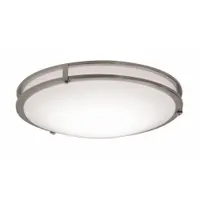 LED Flush Mount: 18 in Dia, Satin Nickel, 5 in Ht, 2,900 lm, 3000K, 27 W, 120 to 277V AC, Carlisle (MPN CAF18L5AJUDSN-BB)