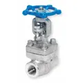This SHARPE gate valve features a rising stem design with a 316L stainless steel body and bonnet, and a 316 stainless steel wedge. It has FNPT x FNPT connections and a CWP rating of 1120 psi, operated by a wheel handle. Suitable for on/off control in high-pressure fluid handling systems requiring corrosion resistance.