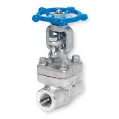 This SHARPE gate valve features a rising stem design with a 316L stainless steel body and bonnet, and a 316 stainless steel wedge. It has FNPT x FNPT connections and a CWP rating of 1120 psi, operated by a wheel handle. Suitable for on/off control in high-pressure fluid handling systems requiring corrosion resistance.