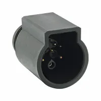 In-line receptacle from the Trim Trio UTL series with push-pull coupling. Rated 16 A, 600V (UL), and IP69K for protection against high-pressure washdown. Accepts 30 AWG to 14 AWG wire. Contacts not included. Suitable for harsh-environment power and signal connections