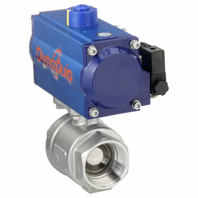 DYNAQUIP CONTROLS Pneumatically Actuated Two-Way Ball Valve: 2 in, Stainless Steel - Stainless Steel Pneumatically-Actuated Ball Valves