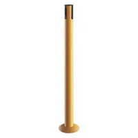 TENSABARRIER Single Belt Receiver Post: Round Sloped, 36 1/2 in Post Ht, Yellow, Stainless Steel (MPN 889F-35-35-RCV)