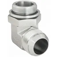 Hydraulic Hose Adapter: 1 1/4 in x 42 mm Fitting Size, Male x Male, Metric x JIC, Rigid, 90° Elbow (MPN 2069-2042)