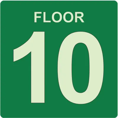 ABILITY ONE Photoluminescent Floor Sign, 8 in x 8 in, Adhesive Mount - Square Floor 10 Signs