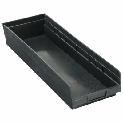 QUANTUM STORAGE SYSTEMS Shelf Bin: 23 5/8 in Overall Lg, 8 3/8 in x 4 in, Black - ESD Static-Control Plastic Shelf Bins