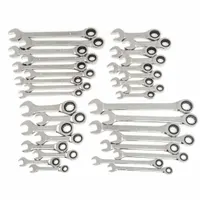 GEARWRENCH Combination Ratcheting Wrench Set: Alloy Steel, Full Polish Chrome, Std, 12-Point Box End (MPN 85034)