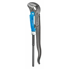 This Swedish pipe wrench features a plier-type design with serrated jaws for gripping and turning pipes, fittings, and round objects. With a 25-inch overall length and 3-inch jaw capacity, it is suited for heavy-duty pipe work in plumbing, mechanical, and industrial maintenance applications.