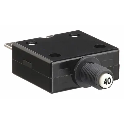 CARLING TECHNOLOGIES Panel Mount Circuit Breaker: 40 A Amps, 125/250V AC, 32V DC, 3/8 in Collar - Push Button Style, Front Panel-Mount Miniature Circuit Breakers