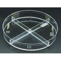 This 100 mm diameter, 15 mm height petri dish is made of clear polystyrene and features a tissue culture treated surface. It is sterile and suitable for cell culture applications in microbiology and molecular biology laboratories.