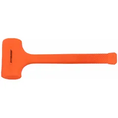 Standard dead-blow hammer with a 2 3/8 lb head weight, 2 1/4 in hammer face diameter, and 14 in overall length. Rubber-over-steel construction provides a non-marring strike face and reduces rebound for controlled impact. Suitable for assembly, machining, and maintenance tasks where minimal bounce-back is required.