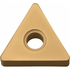 Triangle indexable turning insert with CVD cerment coating. Used for medium to rough turning of steel, stainless steel, and cast iron in general machining operations.