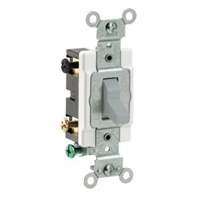 LEVITON Wall Switch: Toggle Switch, 4-Way, Maintained, Gray, 120/277V AC - Toggle Wall Switches