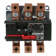 Three-pole electronic overload relay for three-phase motor protection. NEMA Size 4 with adjustable current range 45 A to 135 A. Maximum voltage rating 600V AC. Compatible with 9065 Motor Logic Solid State Overload Relays contactor series. No thermal units required.