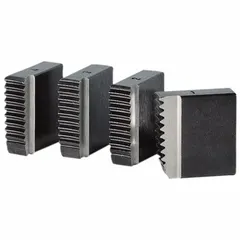 Set of four iron pipe dies for cutting 1/2 in NPT right-hand threads on iron pipe. Designed for use with manual and handheld power threaders, these dies are suited for on-site threading in plumbing and piping applications.