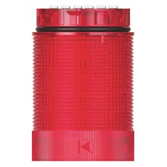 Red flashing light module from the KombiSIGN 40 series. Operates on 24V DC with a 40 mm overall diameter and 59 mm overall height. Used for visual signaling in industrial control panels, machinery, and automation systems to indicate status or alarms.