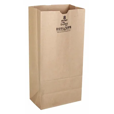 DURO Grocery Bag: 6 1/6 in Wd, 4 1/6 in Dp, 12 1/2 in Ht, Grocery Bag, Kraft - Hardware Bags