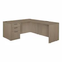 REGENCY Desk: Particle Board, Oak, 1 Pedestals, 3 Drawers, 71 in Overall Wd, 29 in Overall Ht (MPN LLDSPF713547NO)