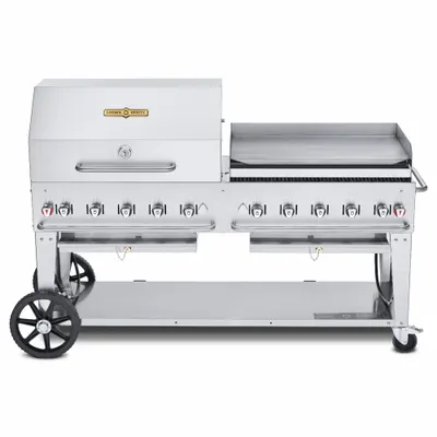 CROWN VERITY Natural Gas Grill: Natural Gas, 10 Burners, 159,000 BtuH Heating Capacity - Wheeled Grills