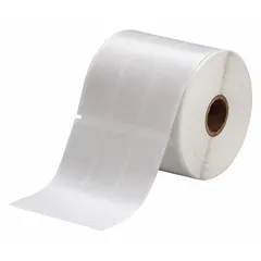 This vinyl wraparound label is designed for wire and cable identification on gauges from 1 AWG to 20 AWG. The white matte finish provides a clear surface for printing with the BBP11 printer series and R4313 ribbon. Typical applications include marking wires in electrical panels, control cabinets, and data centers.