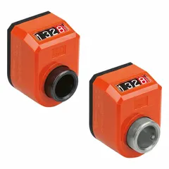 Mechanical position indicator with inclined upper display for reading shaft rotation. Count direction increases clockwise, with a reading of 0.100 per revolution. Suitable for use in valve positioning, conveyor systems, and packaging equipment where a clear mechanical readout of shaft turns is required.