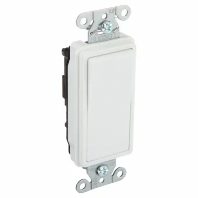 HUBBELL Wall Switch: Rocker Switch, 3-Way, Maintained, White, 120/277V AC - Rocker Wall Switches