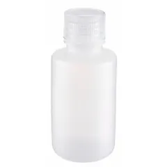 Polypropylene Narrow Mouth Round Lab Bottle, 60 mL, Natural, Closure Included, Unlined