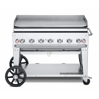 CROWN VERITY Portable Gas Griddle: Propane, 6 Burners, 99,000 BtuH Heating Capacity - Wheeled Griddles