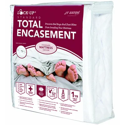 LOCKUP Mattress/Box Spring Protector: King, 80 in Overall Lg, 76 in Overall Wd - Mattress Encasements