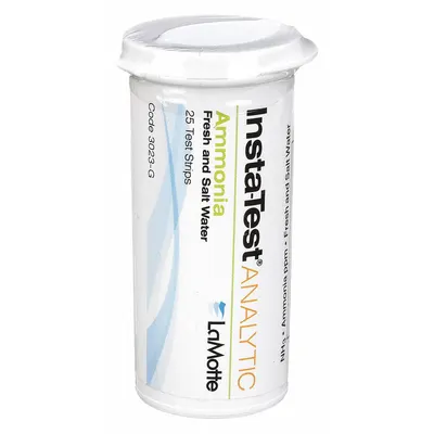 LAMOTTE Test Strips: Ammonia, 0 to 6 ppm Ammonia, Strip, 25 Tests, 3 in Overall Lg - Single-Parameter Test Strips