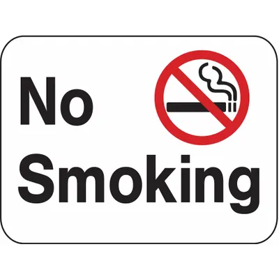 LYLE No Smoking Sign: Aluminum, Mounting Holes Sign Mounting - No Smoking Signs