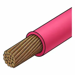 14 AWG stranded copper building wire with one conductor, rated 600 V. Pink THHN/THWN-2 insulation suitable for dry or wet locations up to 90°C. Used for general-purpose power and lighting circuits in conduit or raceway systems.