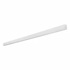 Architectural LED suspended light, 8 ft nominal length, 8 7/8 in width. Selectable color temperature 3000K/3500K/4000K, 98 W, 9,800 lumens at 4000K. Operates on 120 to 347V AC. Suspended mount. Suitable for commercial and institutional spaces requiring uniform linear illumination.